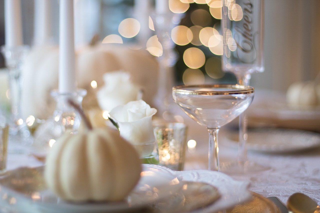 a picture of an upholstered table at thanksgiving